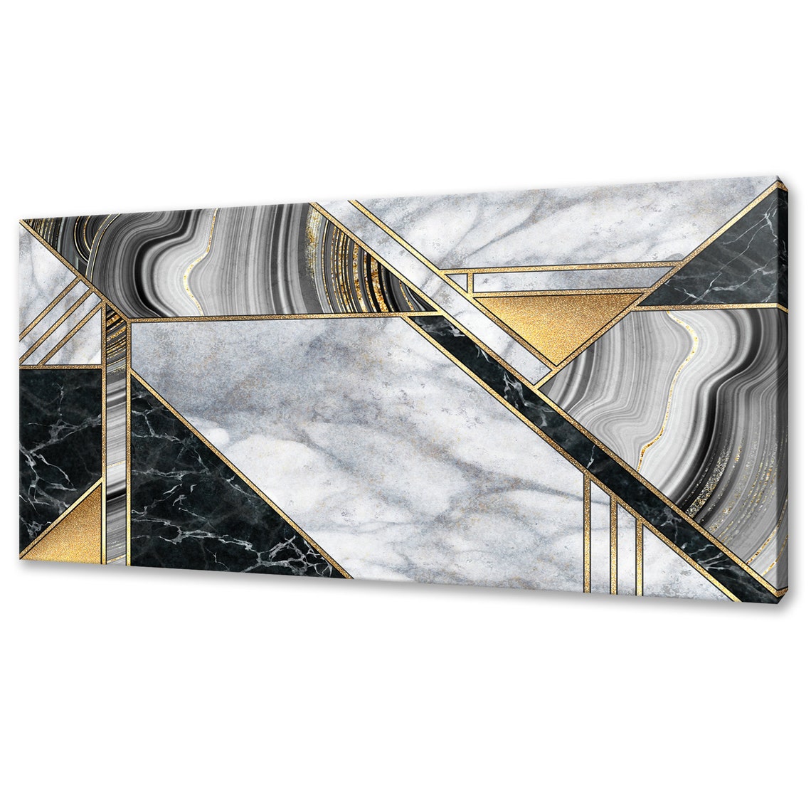 Minimalism Geometric Shapes Pattern Black Gold White Modern Design Home Decor Print Wall Art Picture