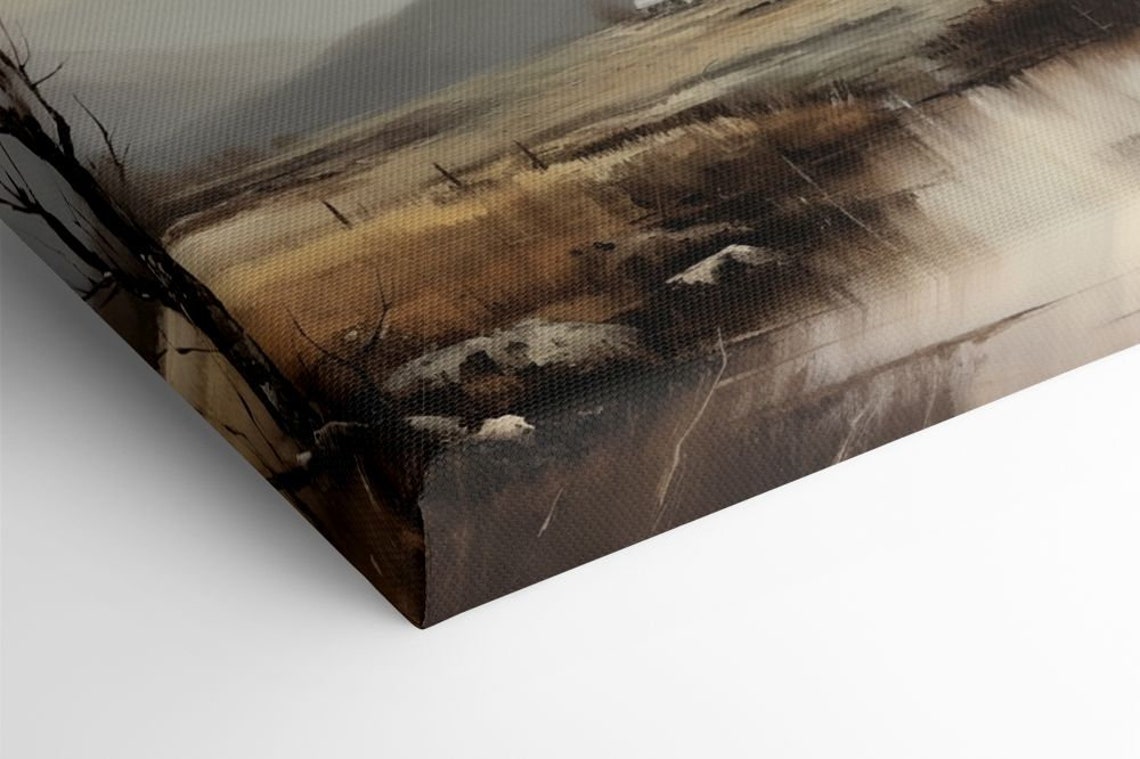 Rustic Farmhouse In Autumn Valley Mountains Pond Reflection Poster - Image 2