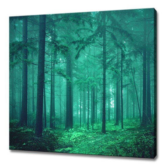 Magical Green Fairytale Foggy Forest Modern Design Home Decor Print Wall Art Picture