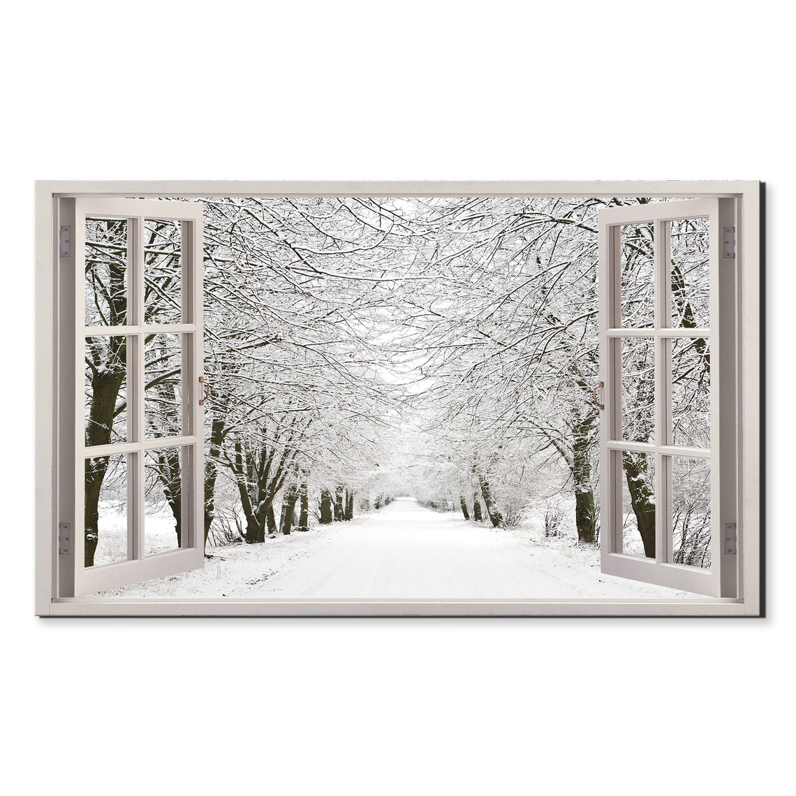 Snow Alley Trees Covered With Snow, Modern Art Print