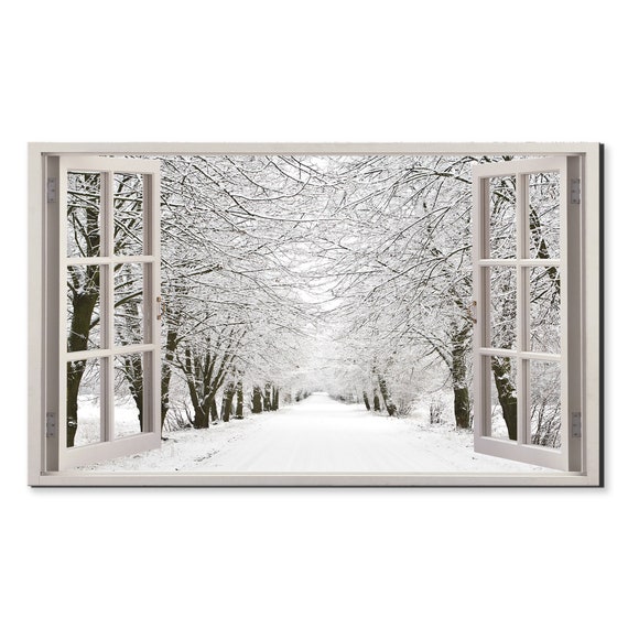 Snow Alley Trees Covered With Snow, Modern Art Print