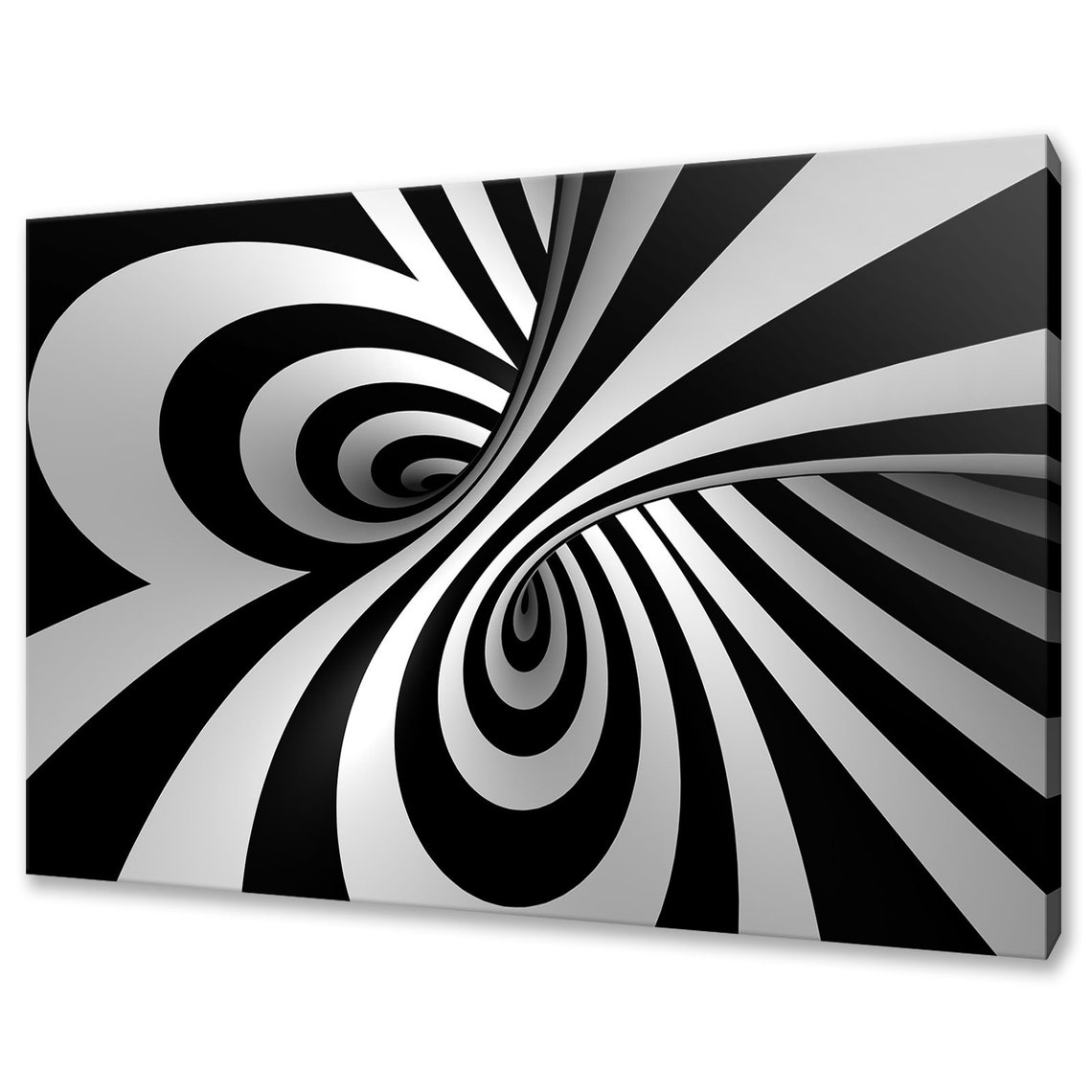 Black And White Infinity Swirl 3D Optical Illusion Abstract Poster