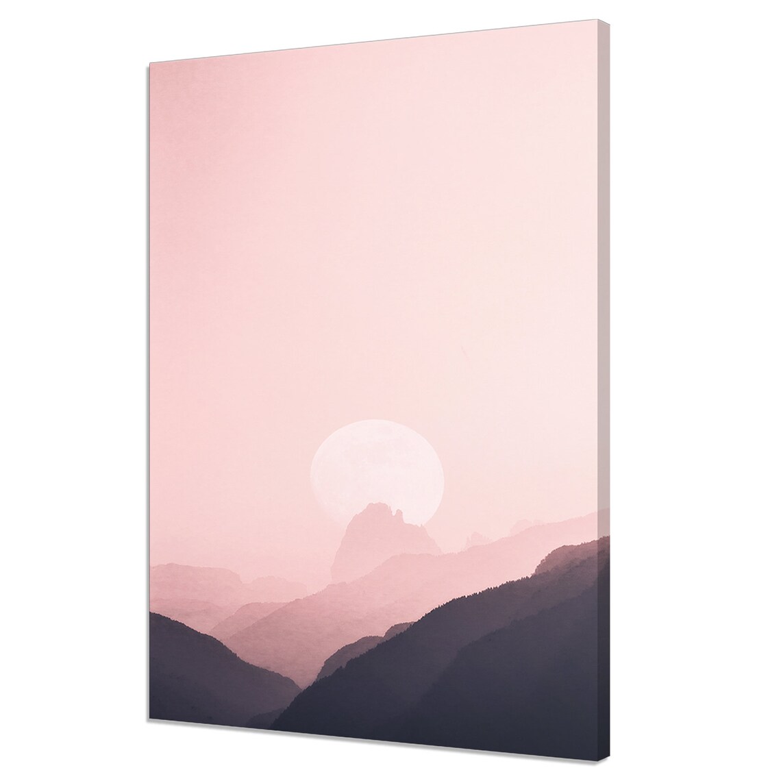 Pink Moon Over Mountains, Modern Home Decor