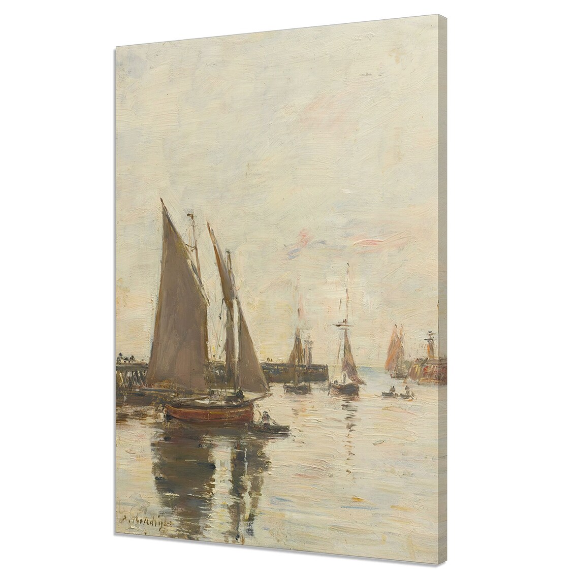 Eugene Boudin Harbor Sailboats At Dusk Vintage Seascape Oil Art Print