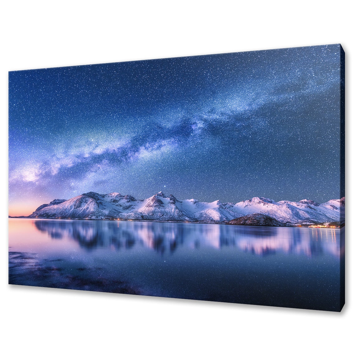 Bright Milky Way Over Snowy Mountains Modern Design Home Decor Print Wall Art Picture