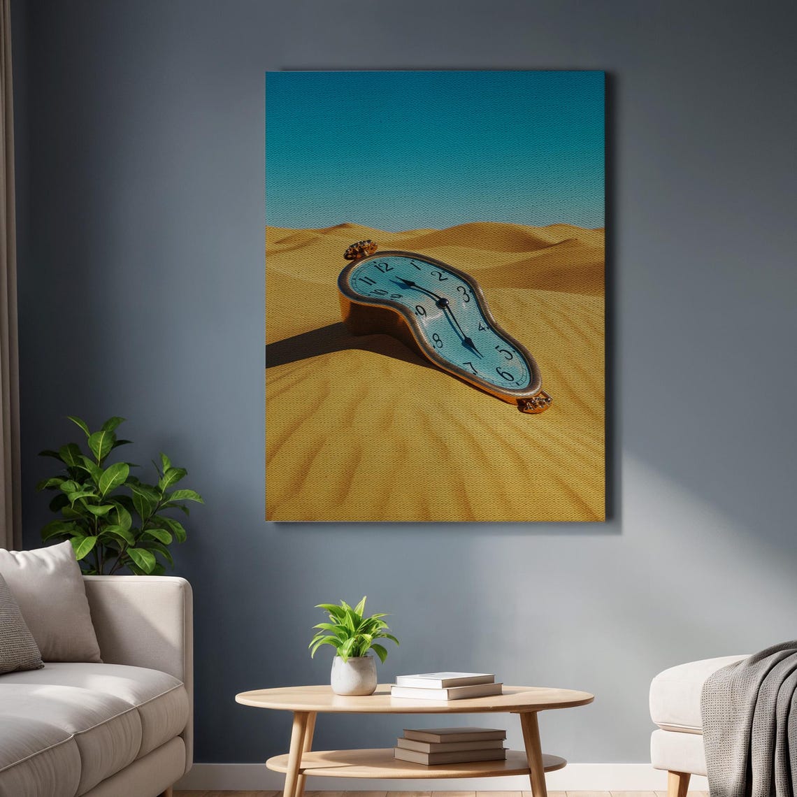 Surreal Melting Clock Desert Dreamlike Time Illusion Art Poster