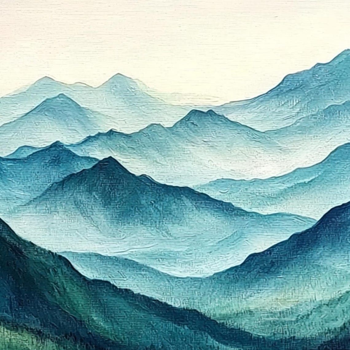 Layered Blue Mountain Ridges Panorama in Misty Teal Tones Poster - Image 6