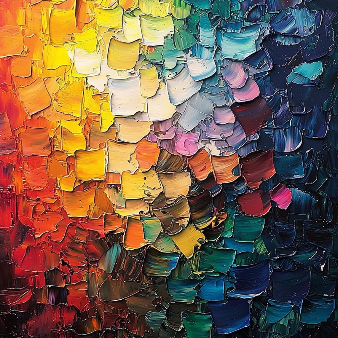 Rainbow Palette Knife Impasto Colorful Modern Abstract Art Poster - Image 6