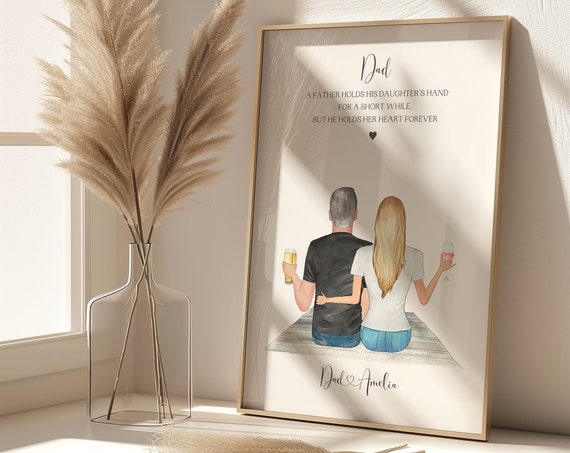 A Father Holds His Daughters Heart Forever Drinks Personalised Portrait Poster