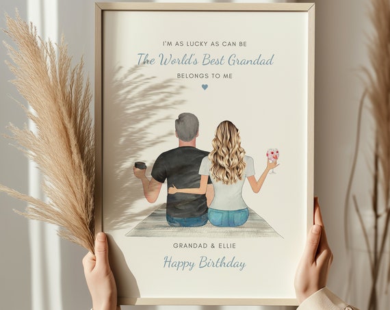 The Worlds Best Grandad Belongs To Me Happy Birthday Drinks Portrait Poster