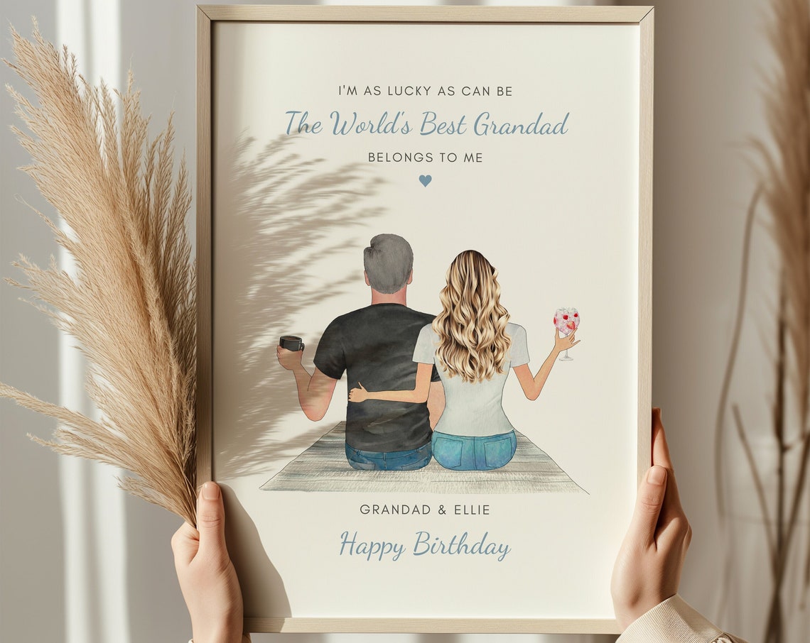 The Worlds Best Grandad Belongs To Me Happy Birthday Drinks Portrait Poster