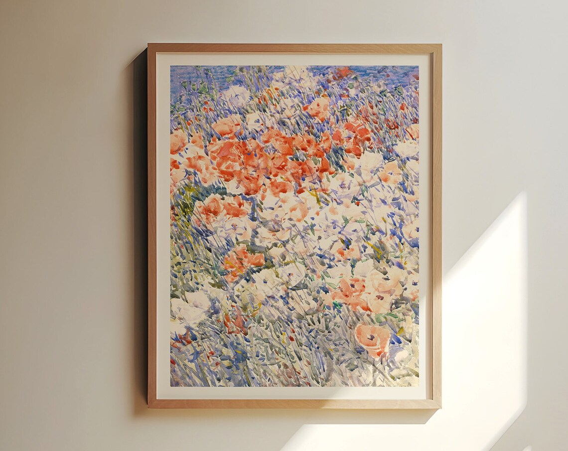 Cottagecore Impressionist Floral Art Print, Light Academia