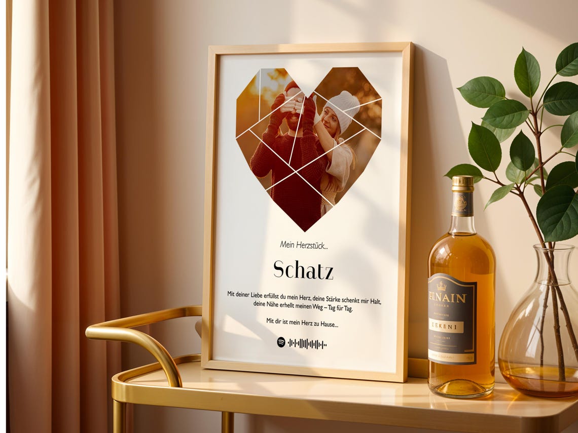 Personalized German Heart Photo Song Code Custom Love Gift Poster