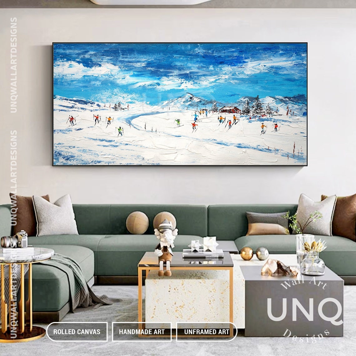 Original Ski Sport Acrylic Painting On Modern Oil Texture Wall Art Skier On Snowy Mountain Art Personalized Gift Home Deco - Image 7