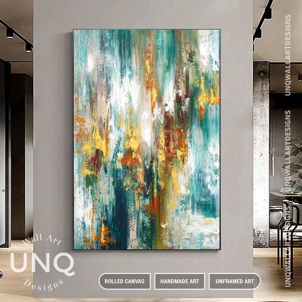 Abstract Minimalist Blue Texture, Oil Painting Art Print - Image 3