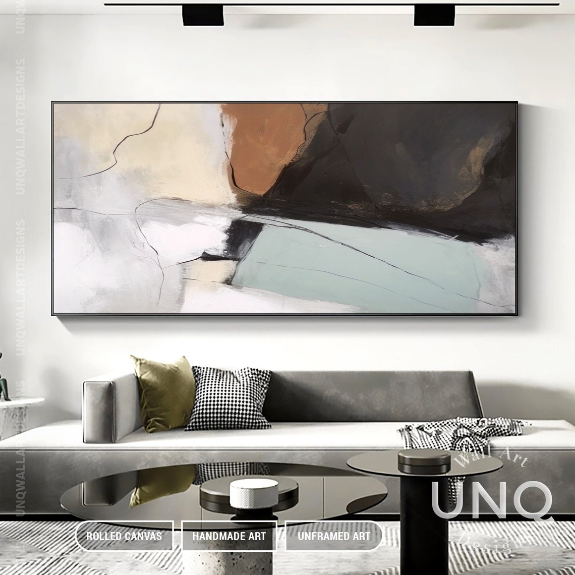 Minimalist Brown Wall Art Large Abstract Painting Beige White Original Minimal Wall Artwork On Unique Modern Wall Art - Image 5