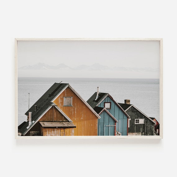 Icelandic Village Print, Nordic Houses Art Print