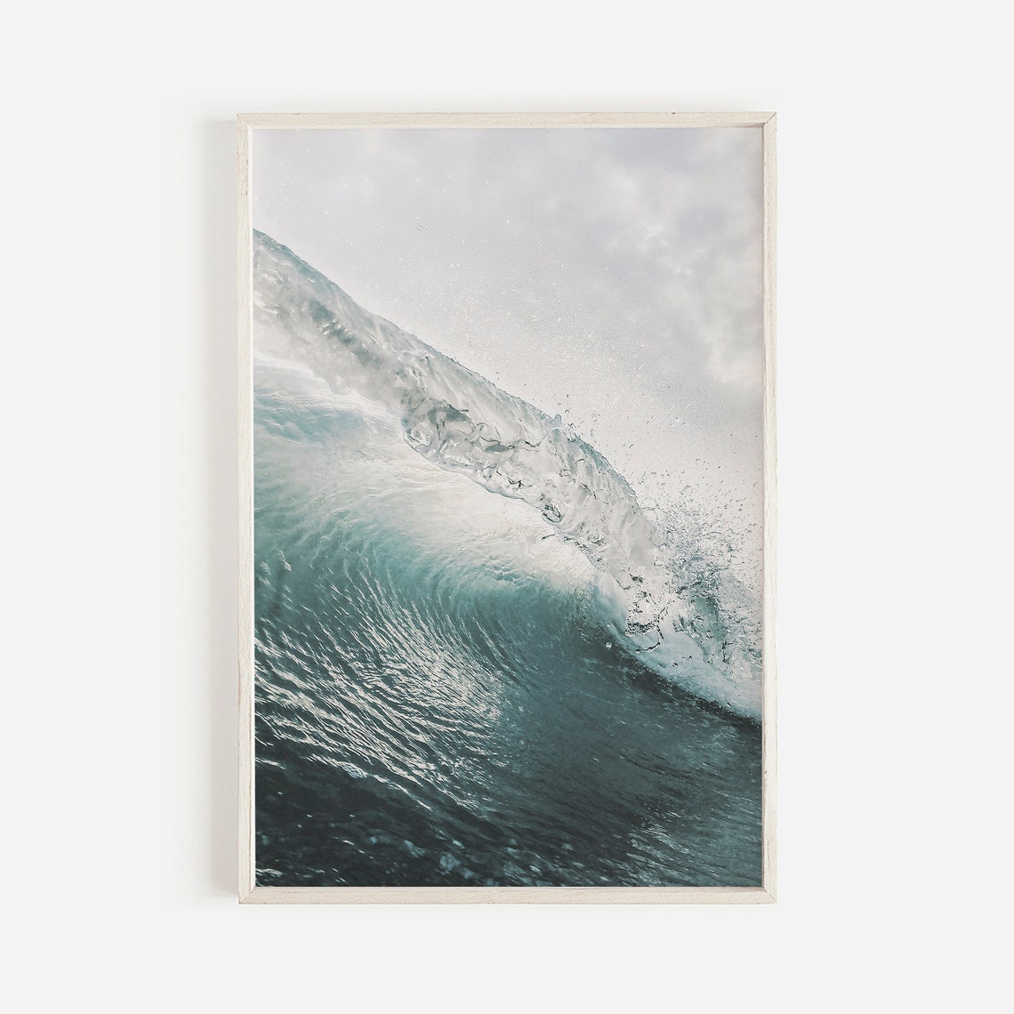 Crashing Teal Ocean Wave in Dramatic Coastal Surf Photo Print