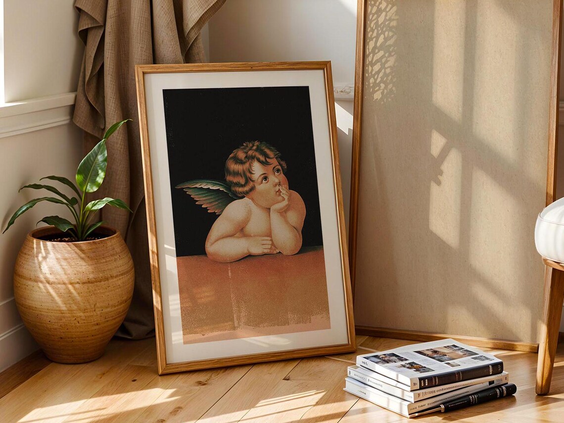 Vintage Valentine Cupid Angel Poster Print - Image 4