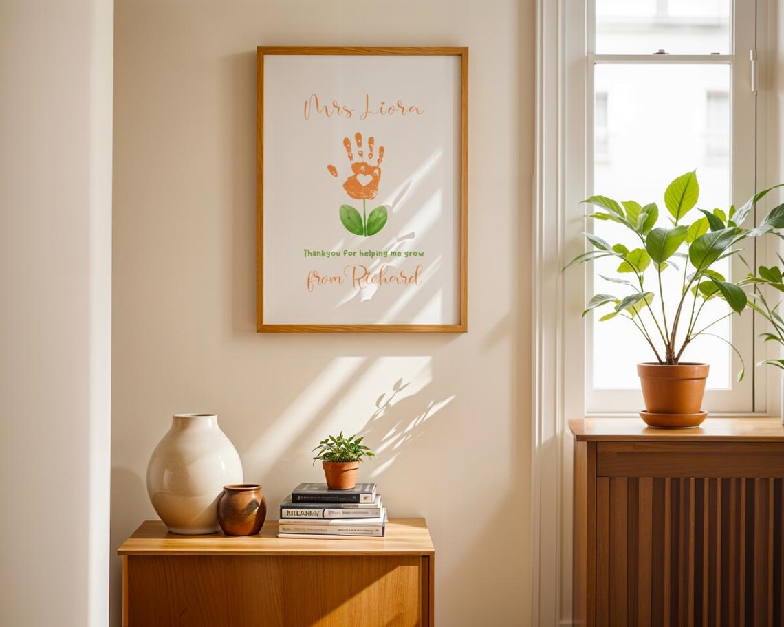 Teacher Appreciation Flower Hand Art Personalized Thank You Poster - Image 3
