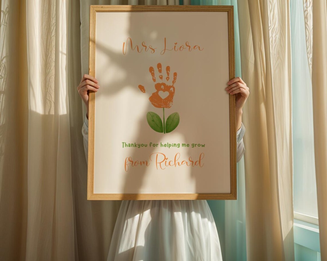 Teacher Appreciation Flower Hand Art Personalized Thank You Poster - Image 6