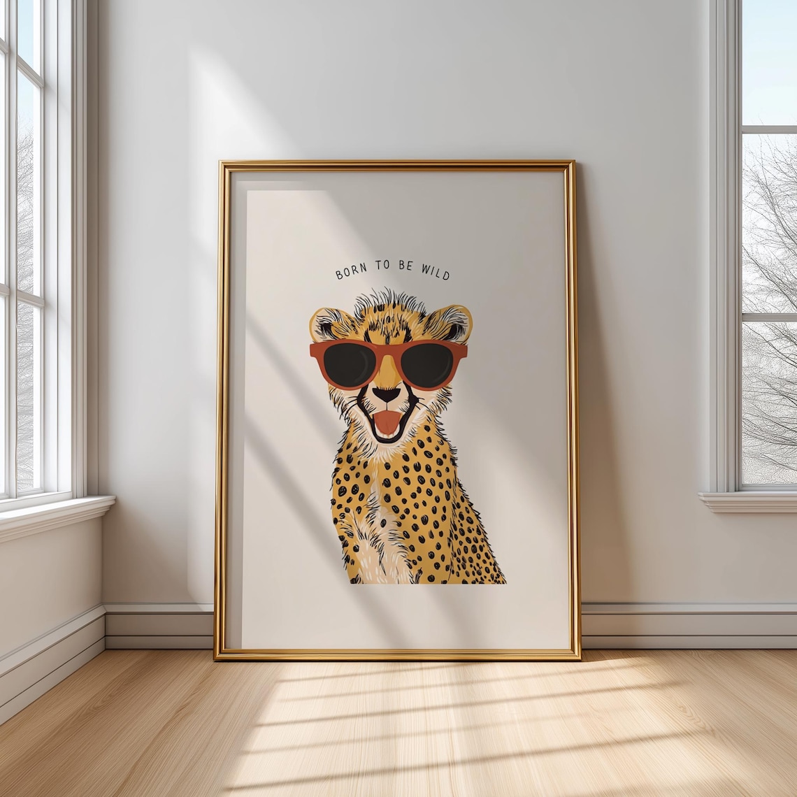 Born To Be Wild Happy Smiling Cheetah Cub Sunglasses Kids Poster