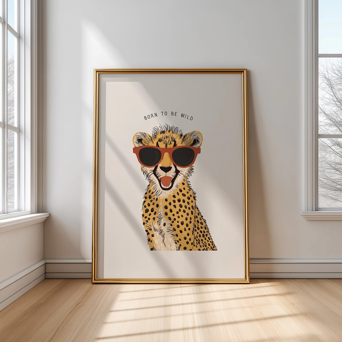 Cute Cheetah Wall Art Minimal Modern Safari Animal Poster For Kids