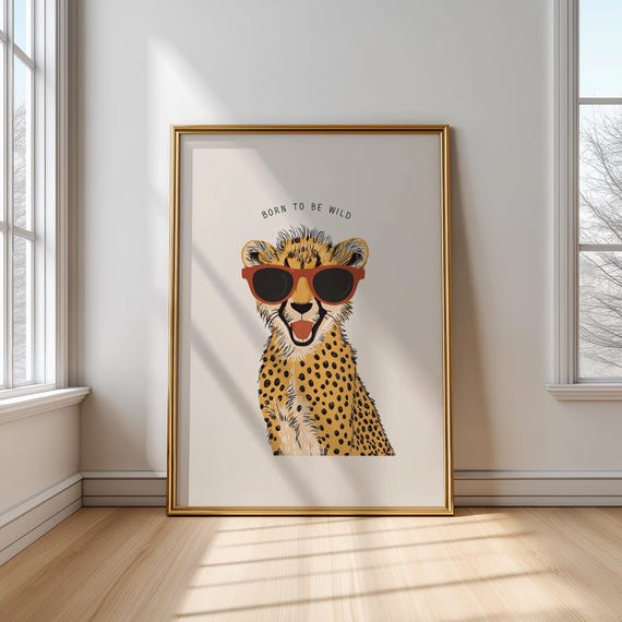 Cute Cheetah Wall Art Minimal Modern Safari Animal Poster For Kids