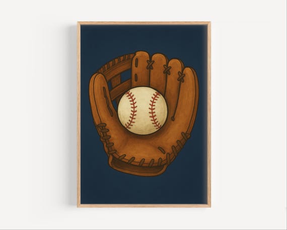 Baseball Poster Boys Room Decor Sports Nursery Wall Art Glove Print Kids Gift For Illustration