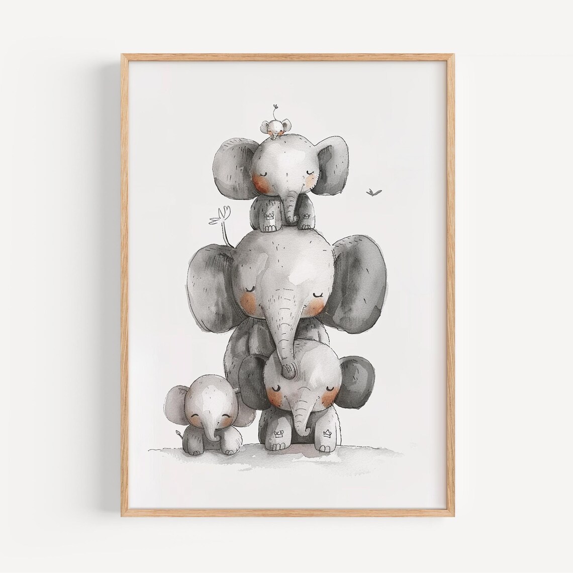 Elephant Tower Kids Room Poster Pastel Wall Art Decor For Nursery Personalized Baby Gift