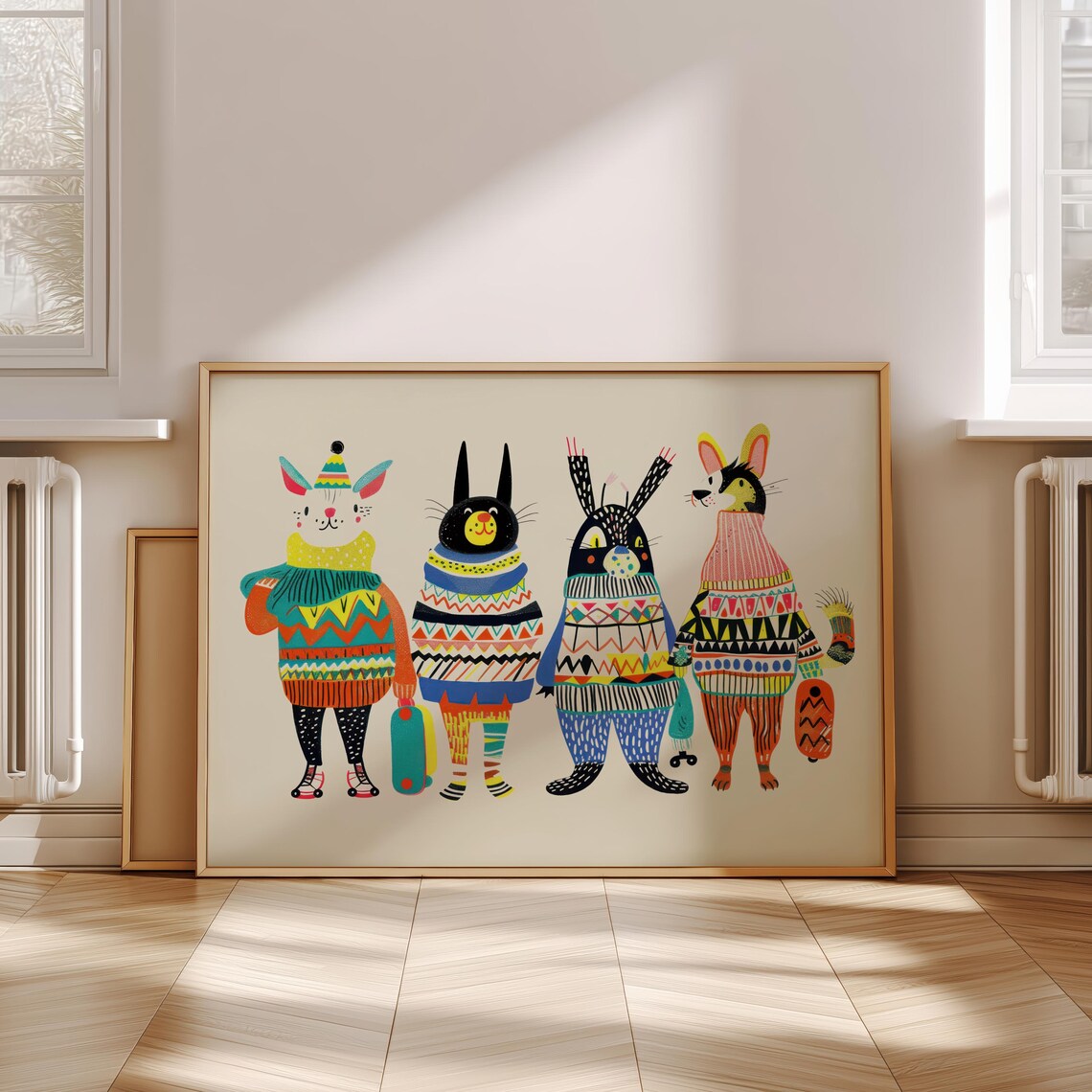 Colorful Animal Wall Art Nursery Prints Kids Room Collection Baby Decor Playful Eclectic