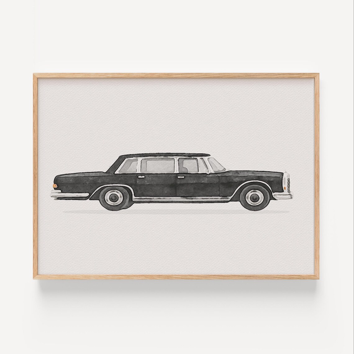 Black Mercedes Benz 600 W100 Classic Luxury Sedan Watercolor Poster
