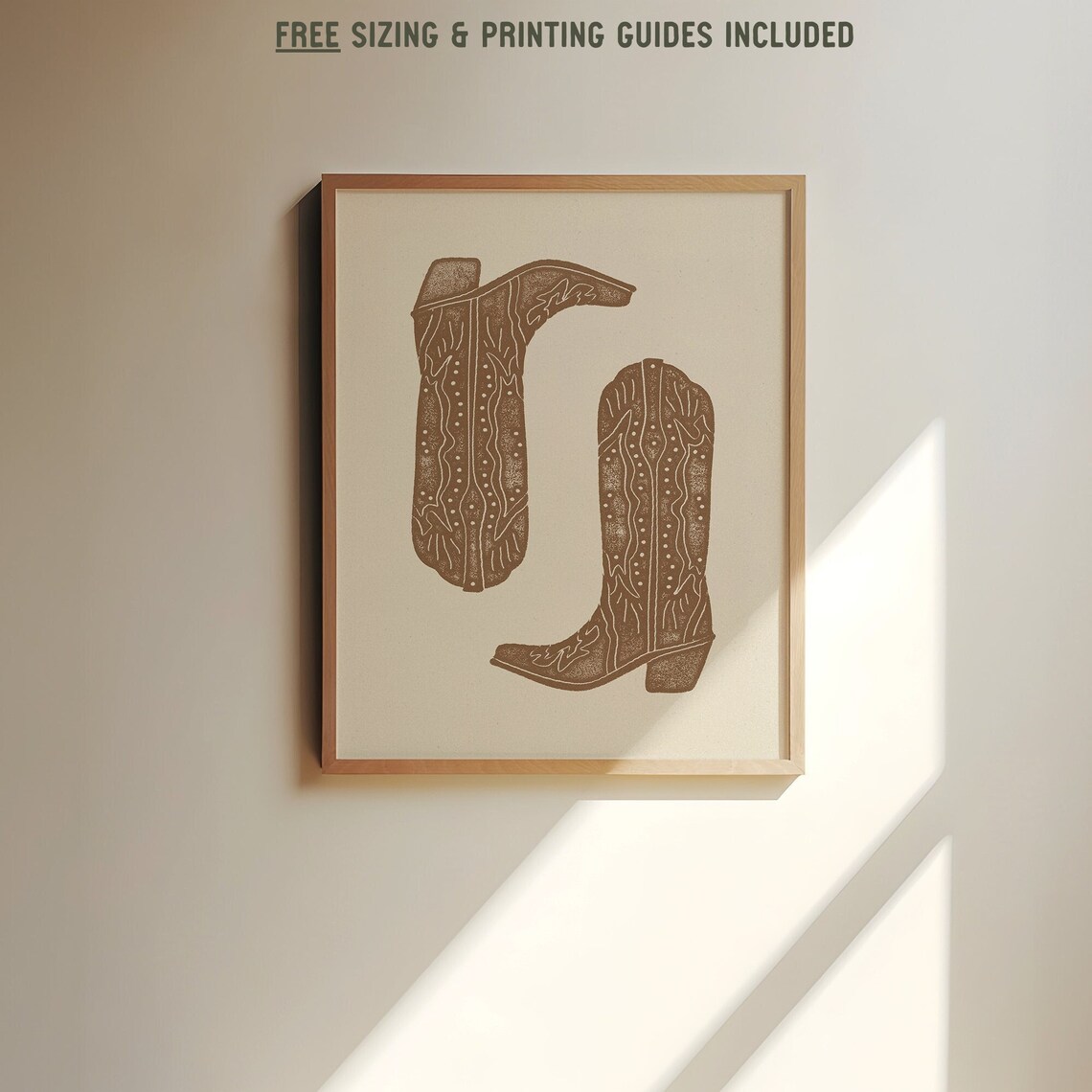 Brown Cowboy Boots Minimalist Western Art Print