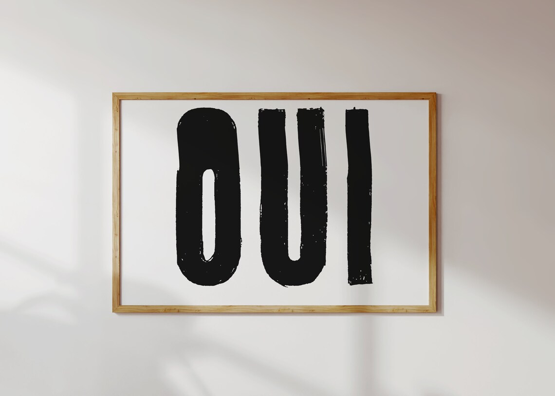 Oui Retro Typography Art Print, French Minimalist - Image 2