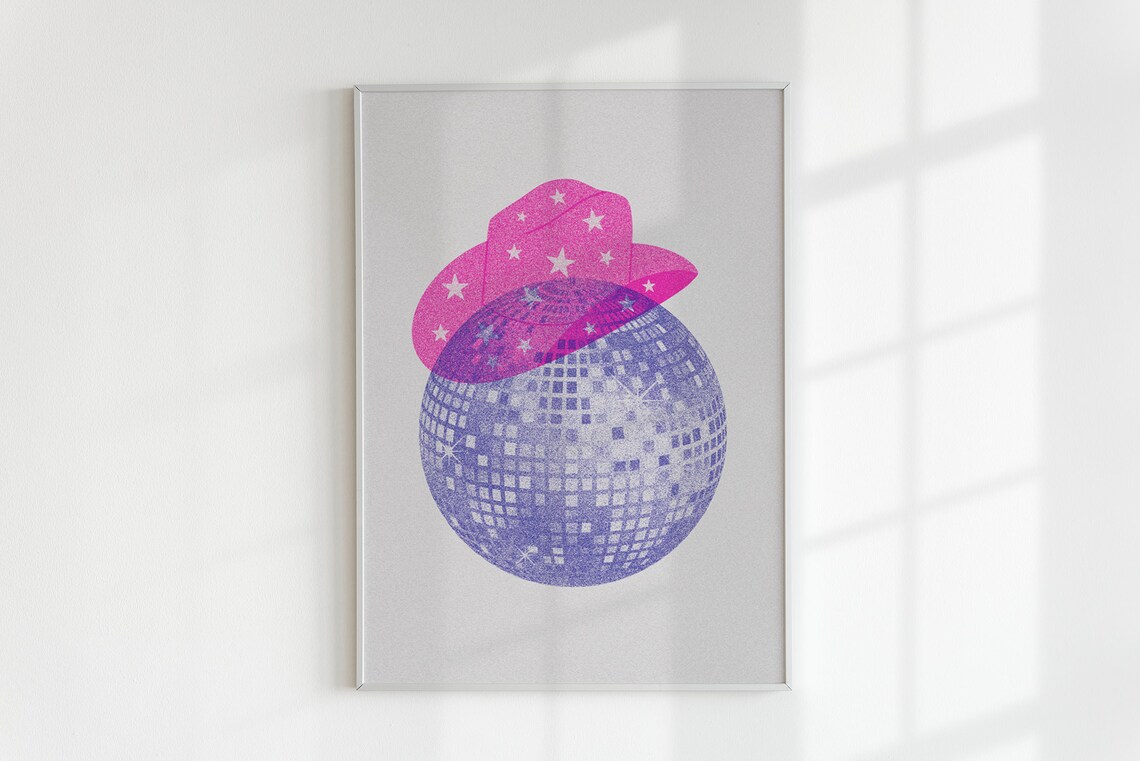 Disco Cowgirl Minimalist Retro Western Art Print - Image 2