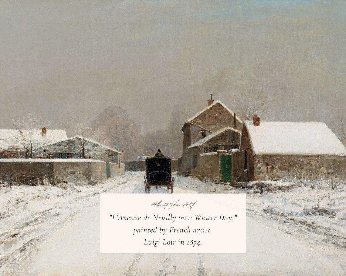Vintage Winter Village Street, Christmas Cottage Art Print - Image 2