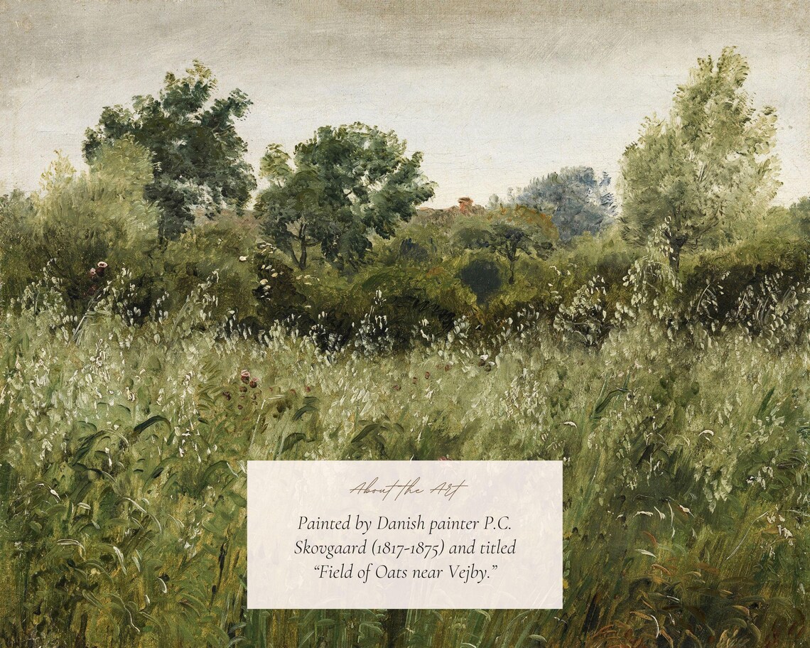 Antique Green Field Landscape, Vintage Art Print - Image 2