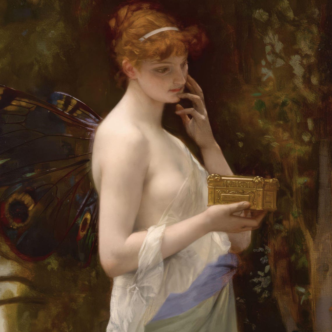 Psyche Winged Woman Classical Painting Print Antique Mythology Art - Image 2