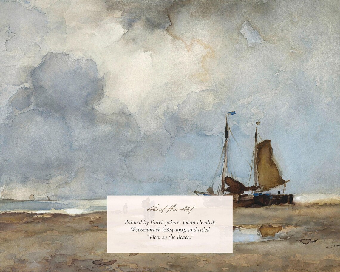 Vintage Coastal Scene Art Print, Beach Landscape - Image 2