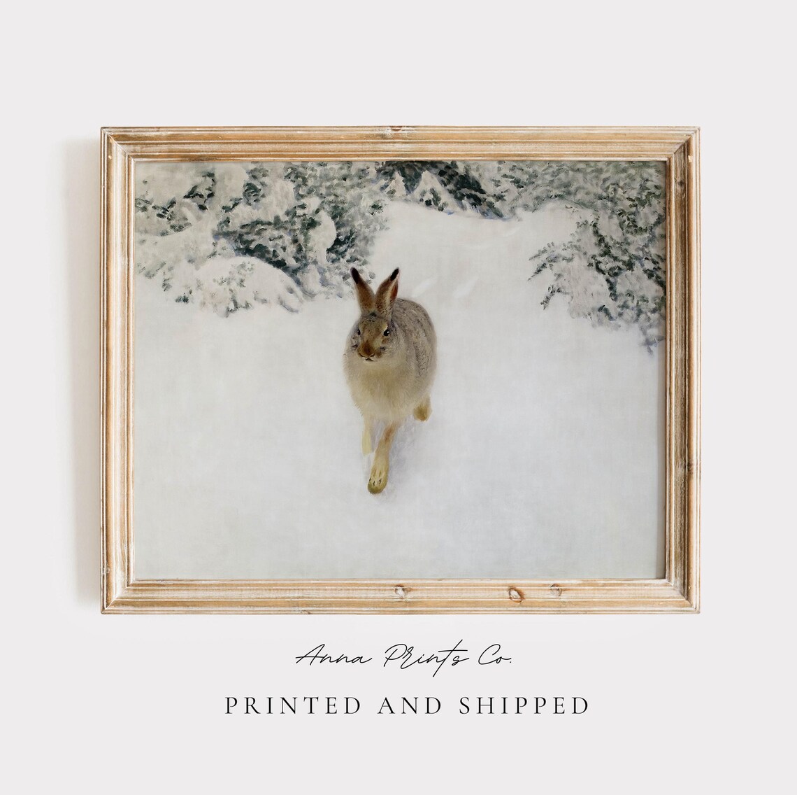 Hare In A Snowy Landscape, Vintage Winter Print