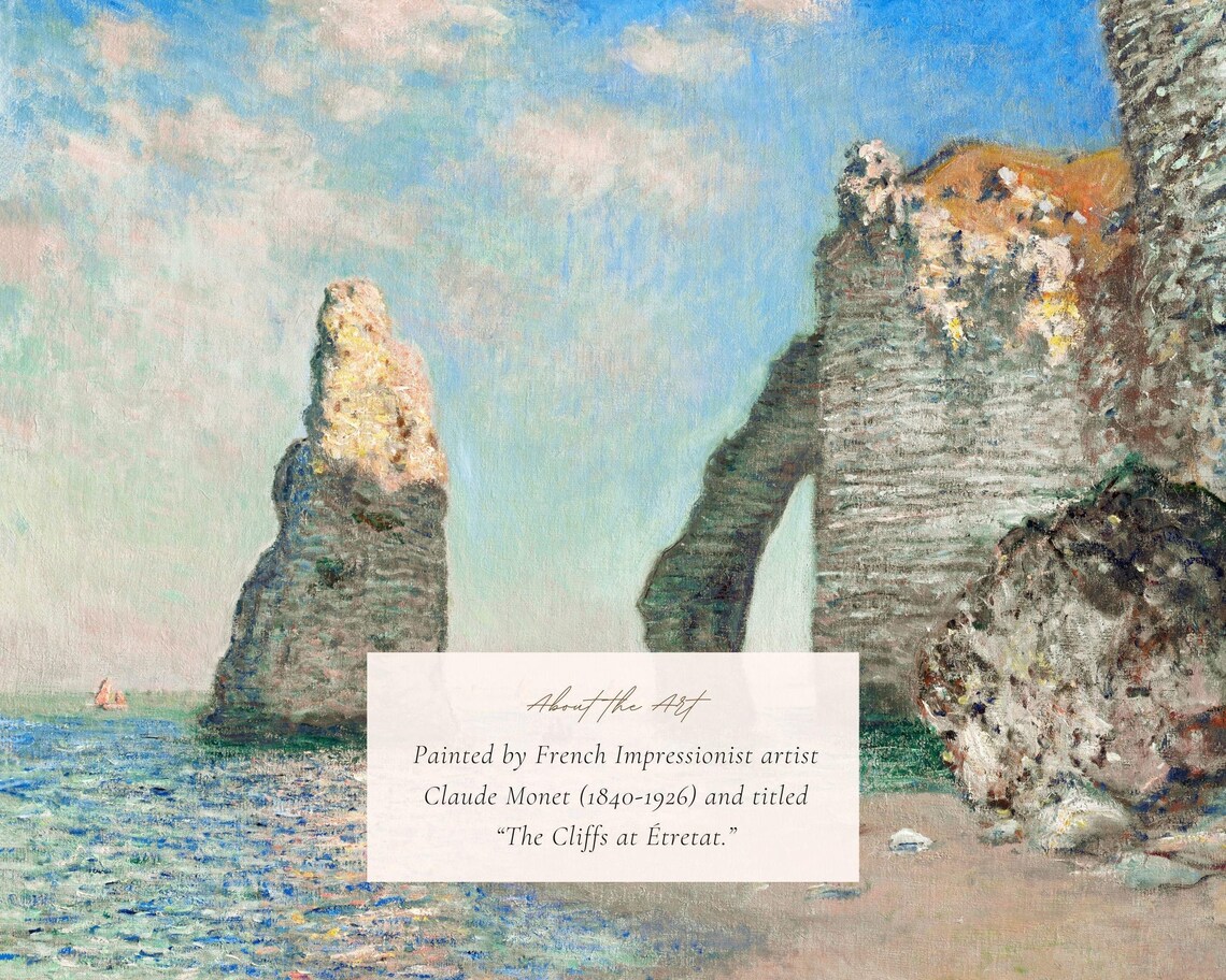 Claude Monet Cliffs at Étretat Coastal Art Print - Image 2