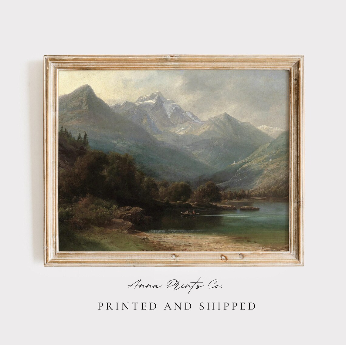 Vintage Mountain Lake Scenic Landscape Art Print
