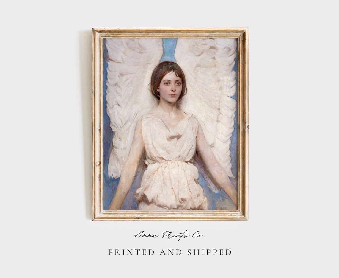 Victorian Angel Painting Art Print, Vintage Reproduction