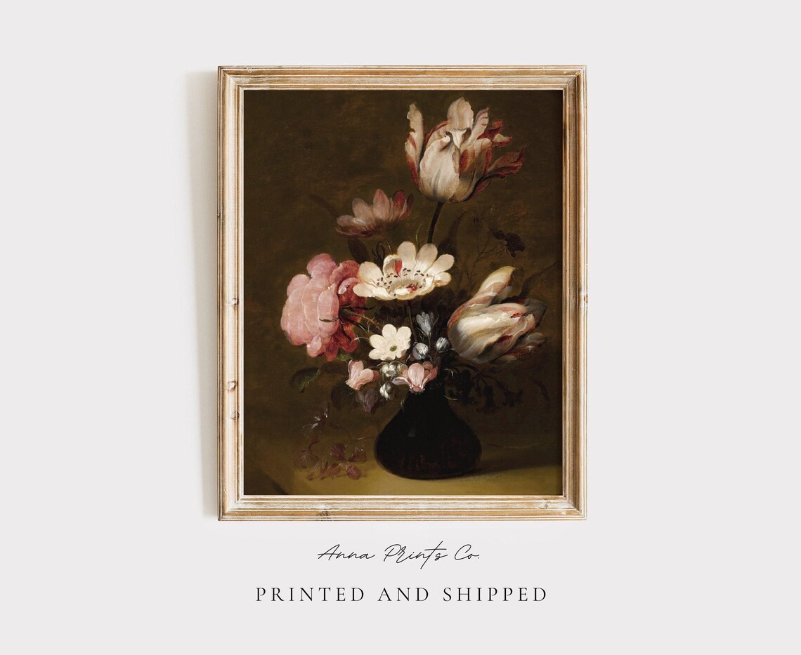 Vintage Floral Still Life, Baroque Wall Art Print