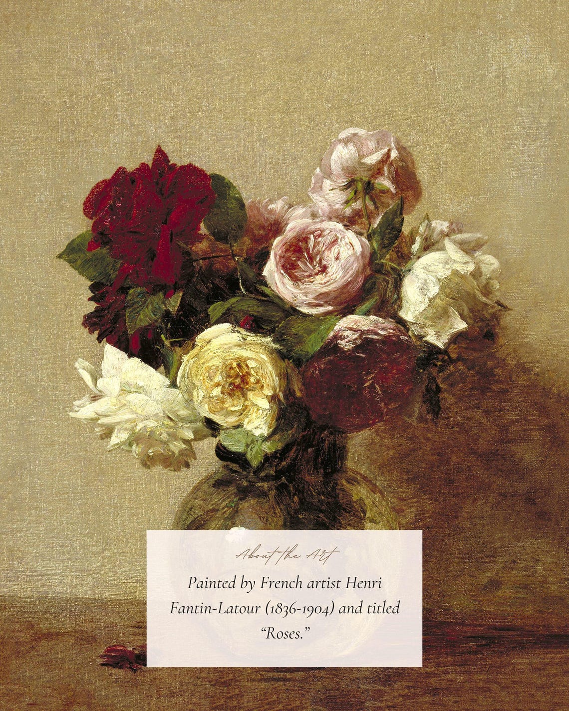 Antique Roses In A Glass Vase Still Life Vintage Floral Wall Print - Image 2