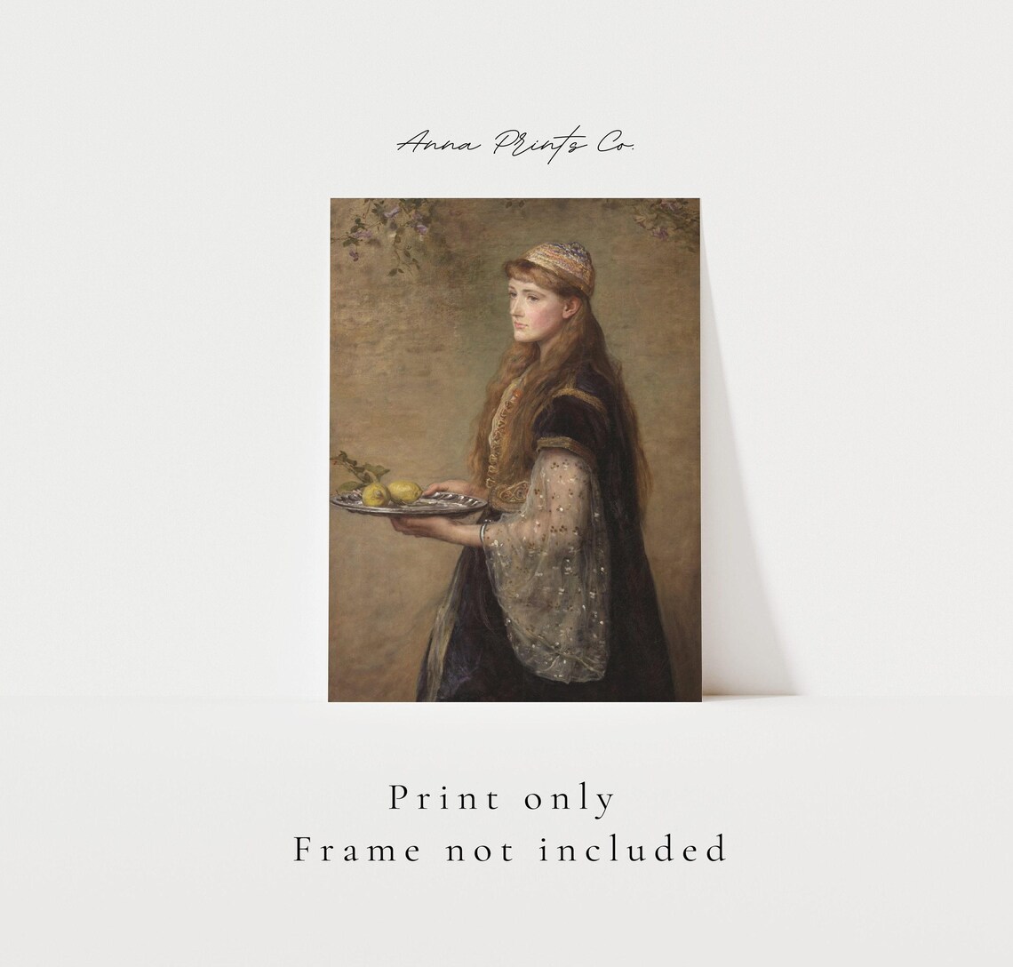 Pre Raphaelite Woman Portrait Print Vintage Classical Oil Painting - Image 3