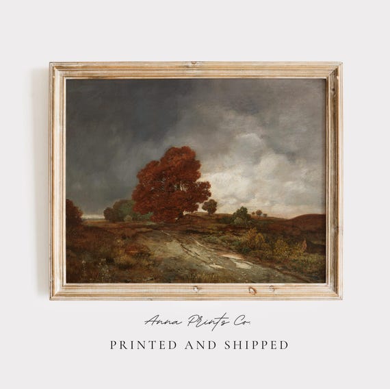 Antique Moody Autumn Landscape, Victorian Poster Print