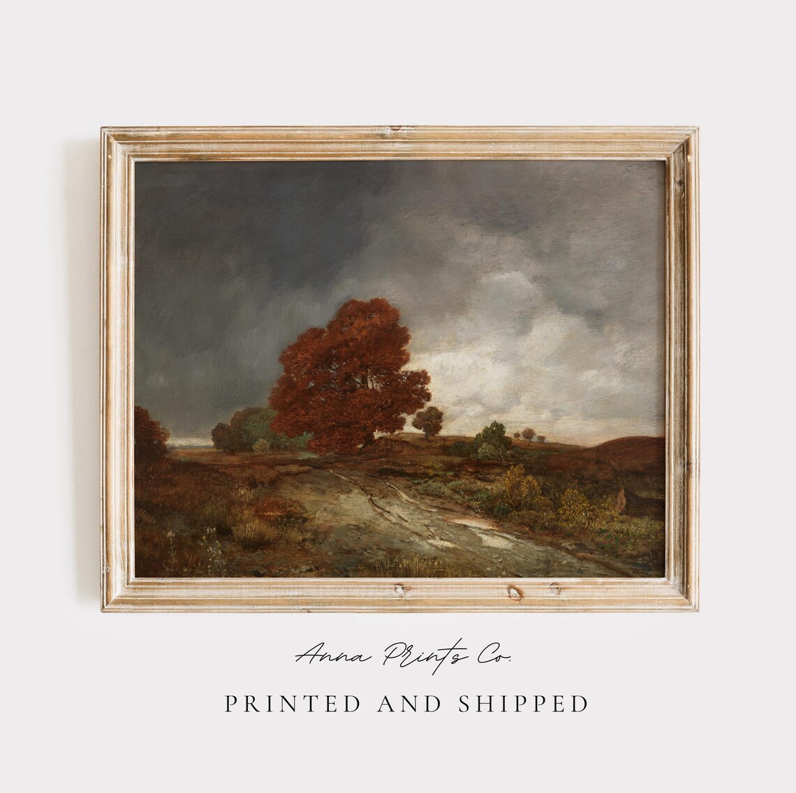 Antique Moody Autumn Landscape, Victorian Poster Print
