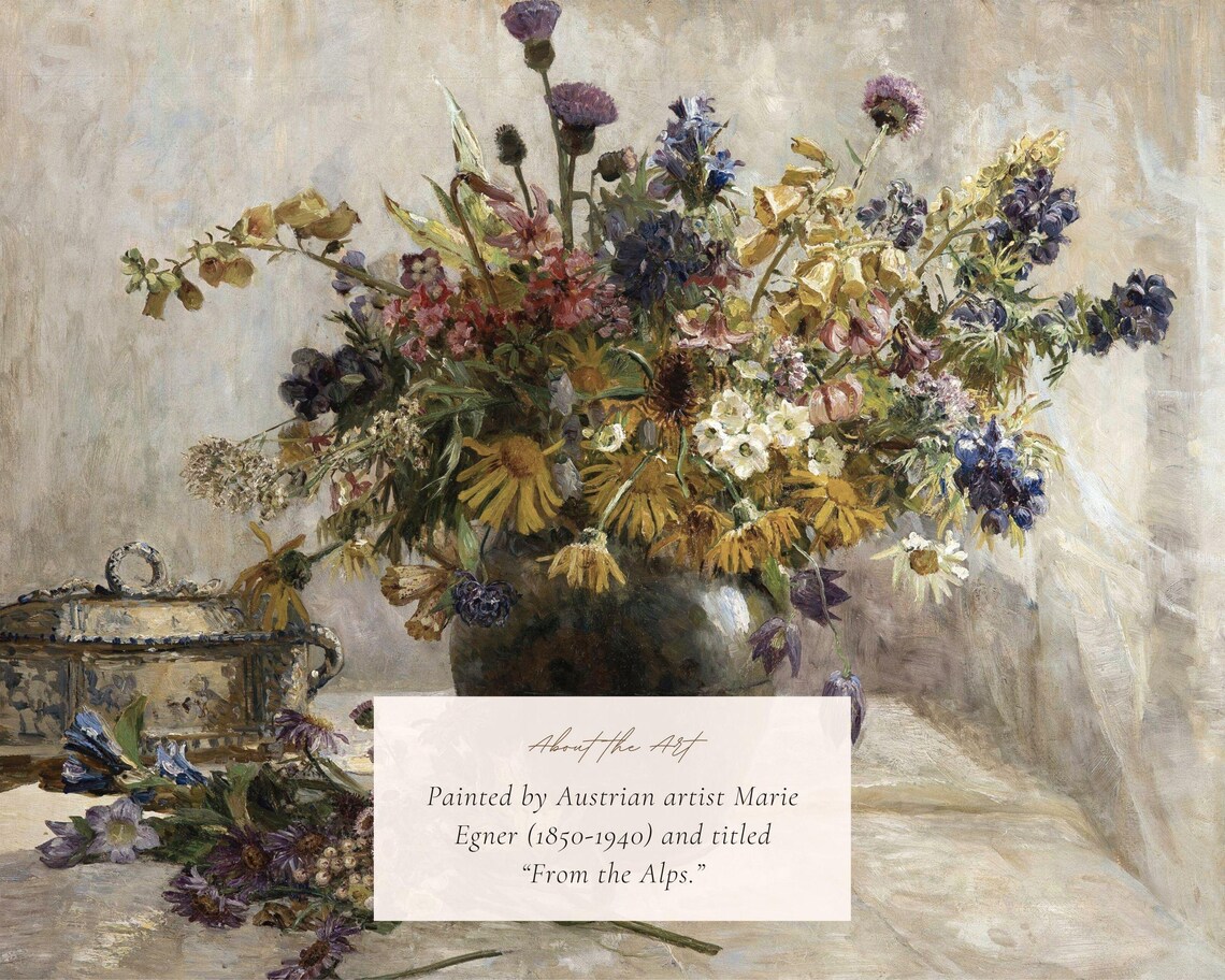 Bouquet Of Wildflowers Vintage Painting Art Print - Image 2