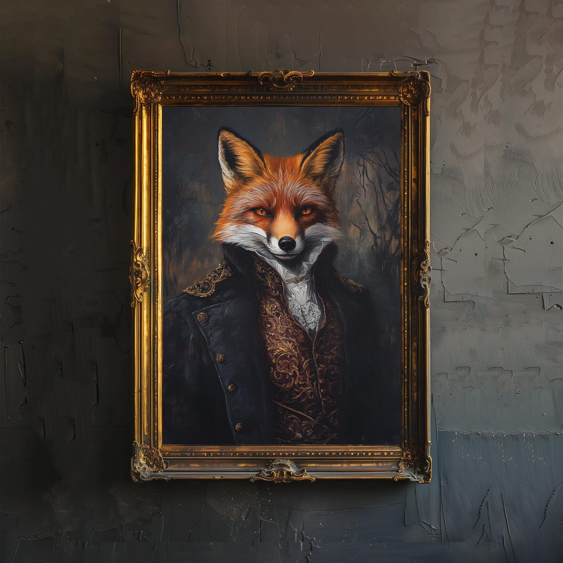 Fox In Victorian Suit, Dark Academia Art Print
